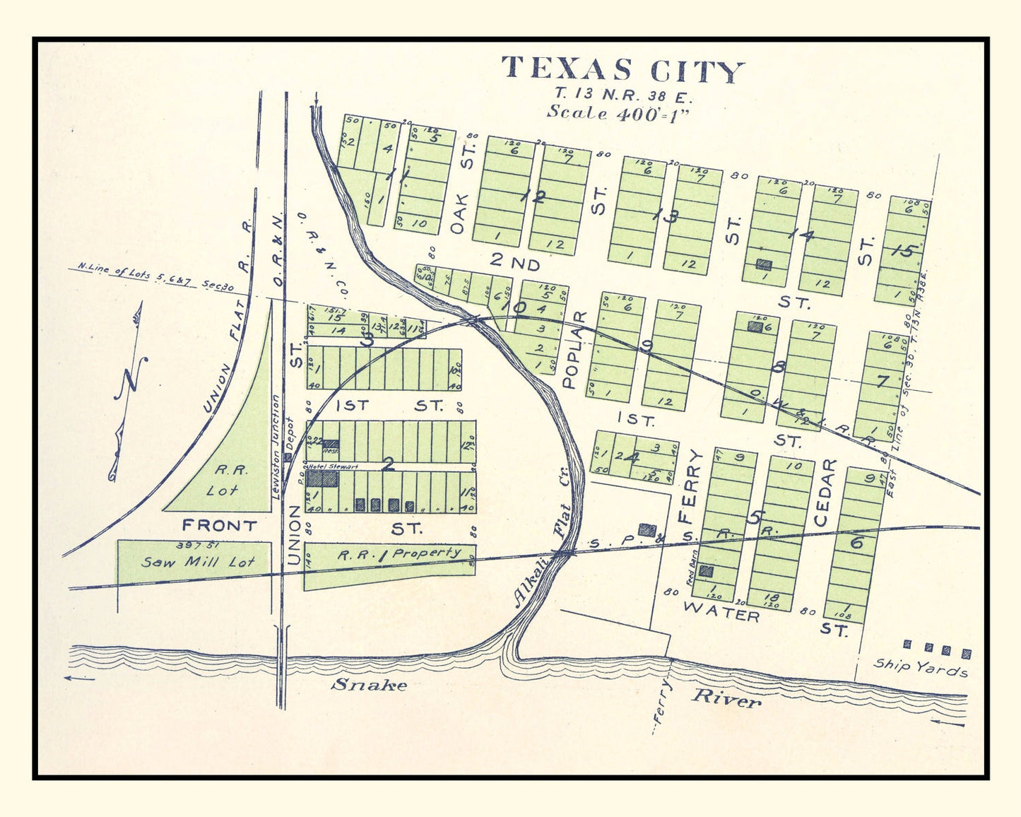 Vintage Map of Texas City, Washington, 1910