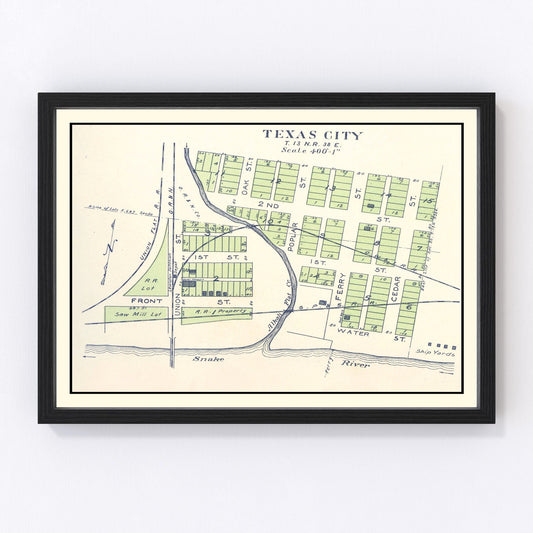 Vintage map of Texas City, Washington, 1910
