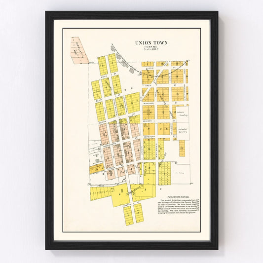 vintage map of Union Town, Washington, 1910