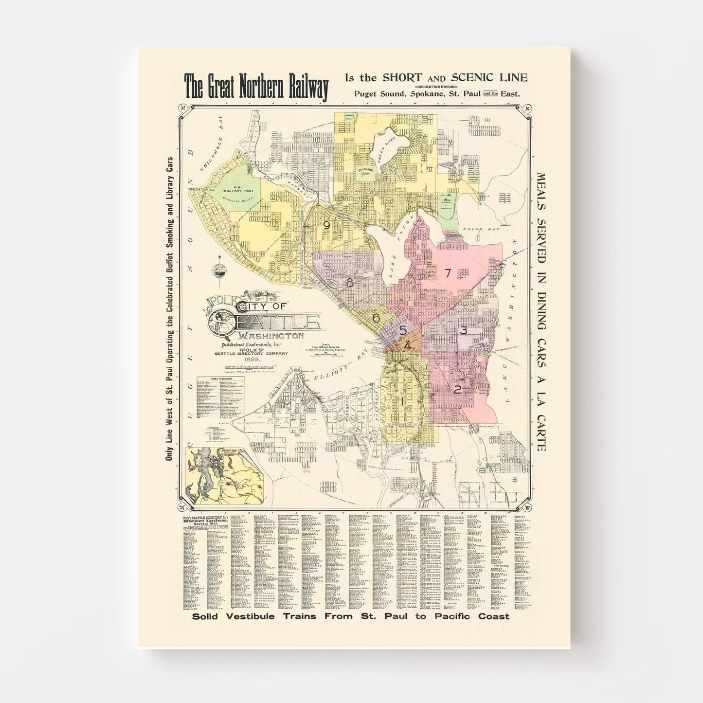 Vintage Map of Seattle, Washington, 1899