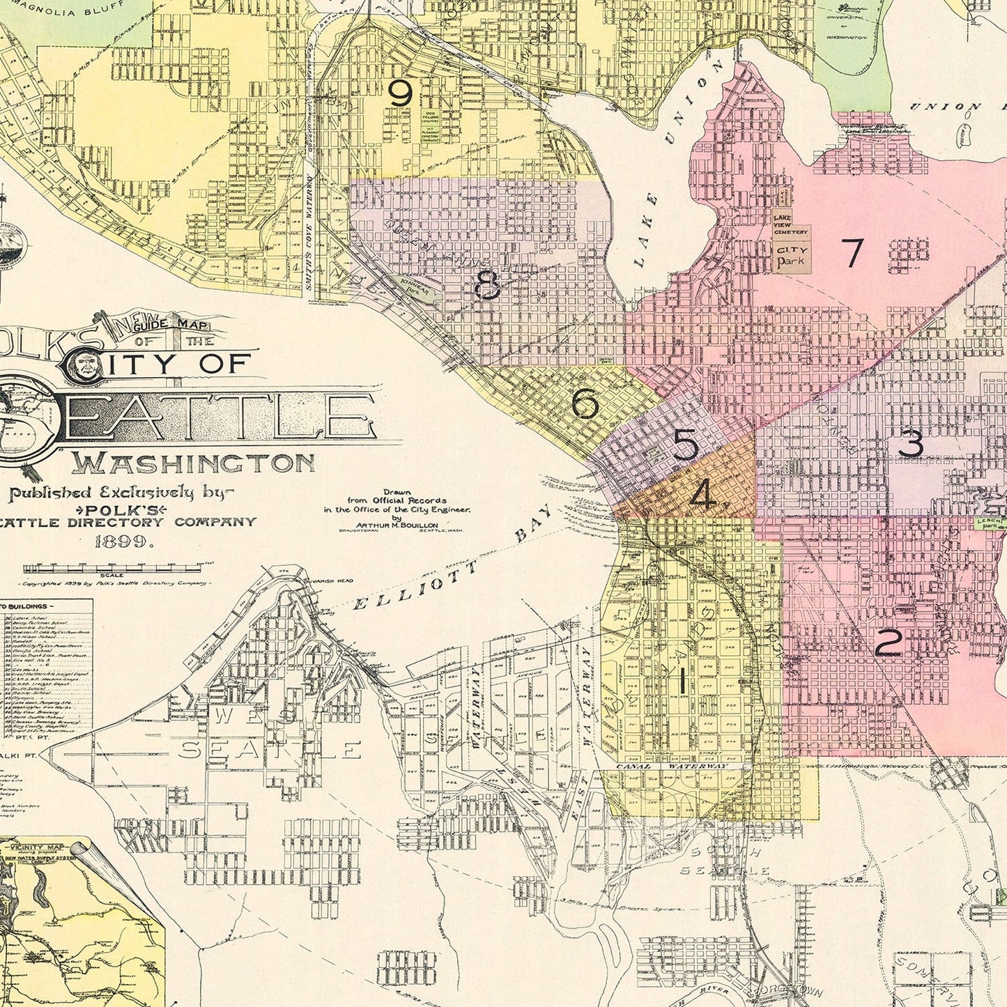 Vintage Map of Seattle, Washington, 1899