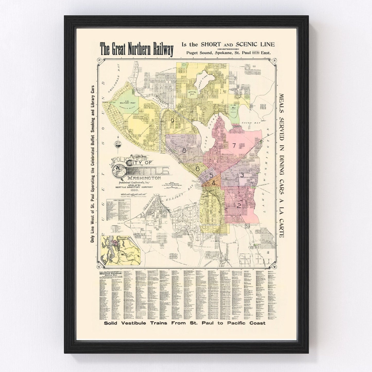 vintage map of Seattle, Washington, 1899