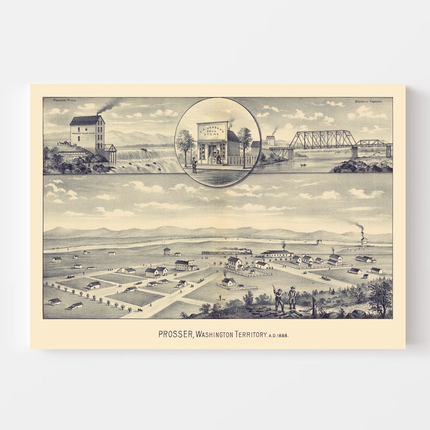 Vintage Map of Prosser, Washington, 1889