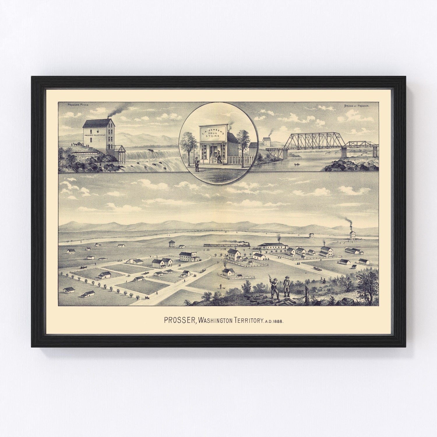 Vintage map of Prosser, Washington, 1889