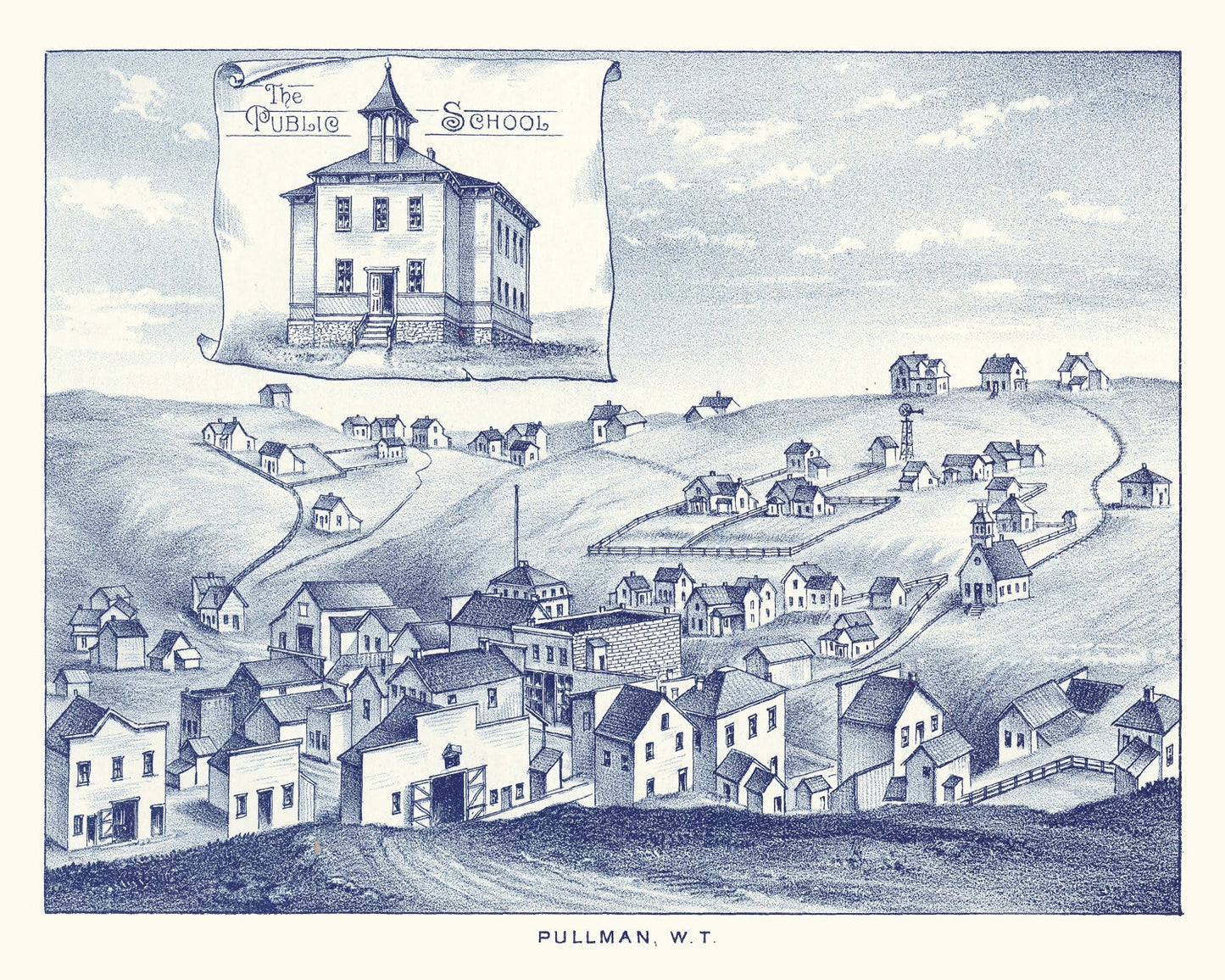 Vintage Map of Pullman, Washington, 1889