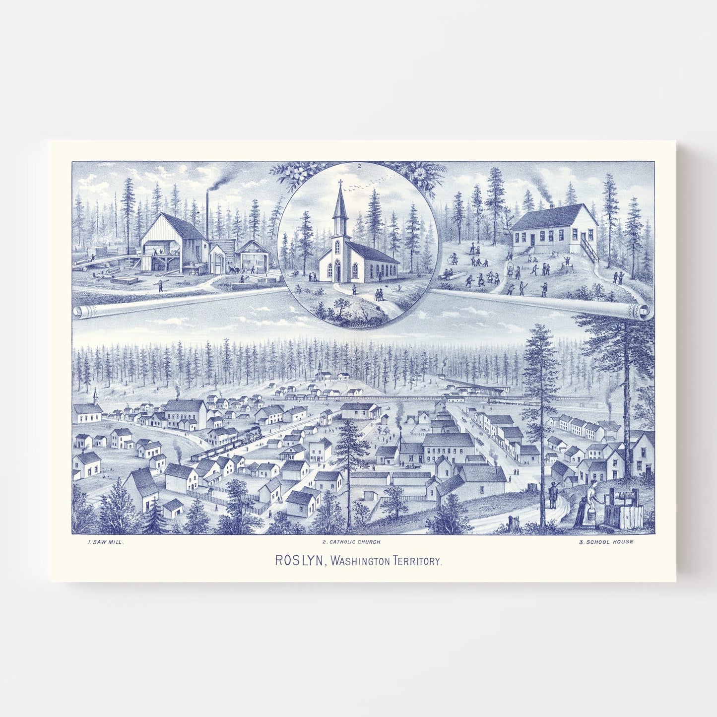 Vintage Map of Roslyn, Washington, 1889