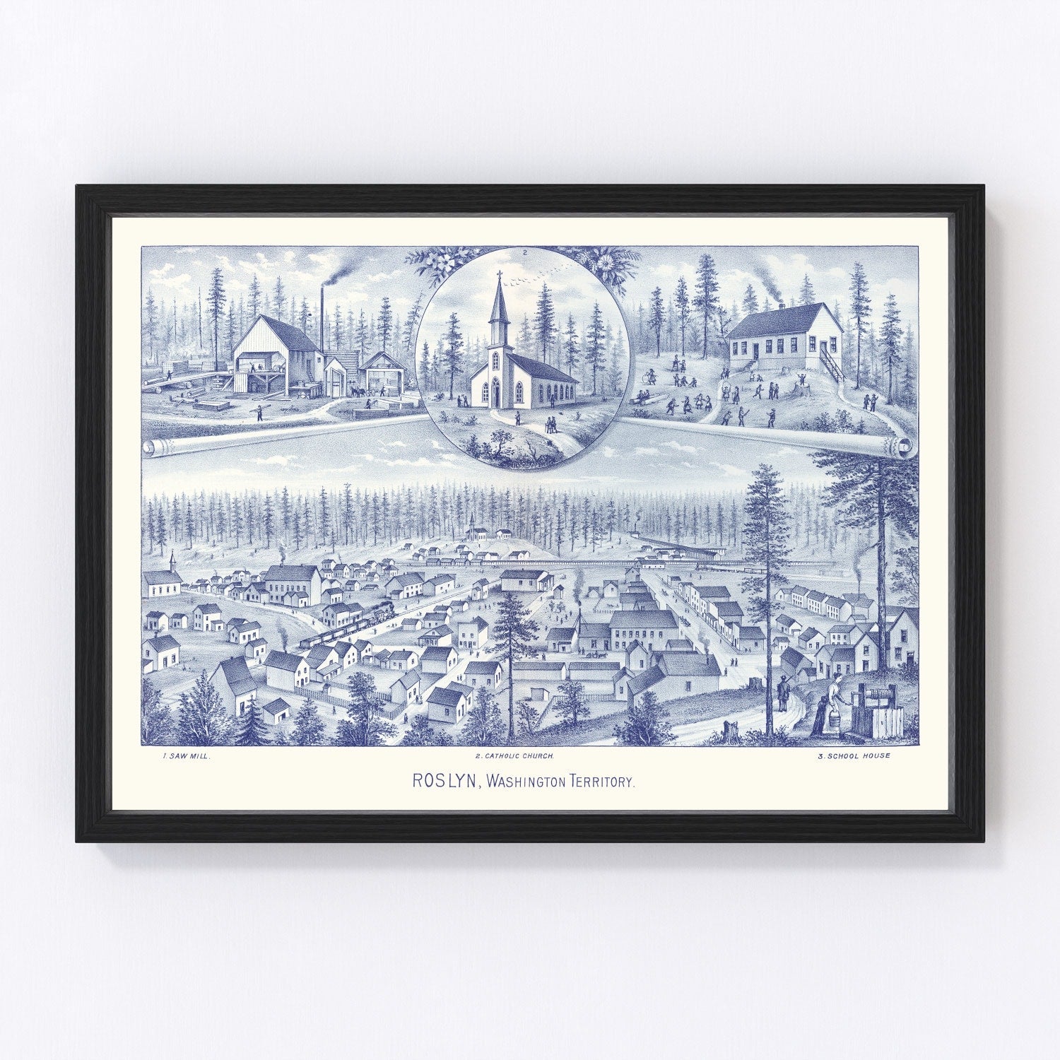 vintage map of Roslyn, Washington, 1889