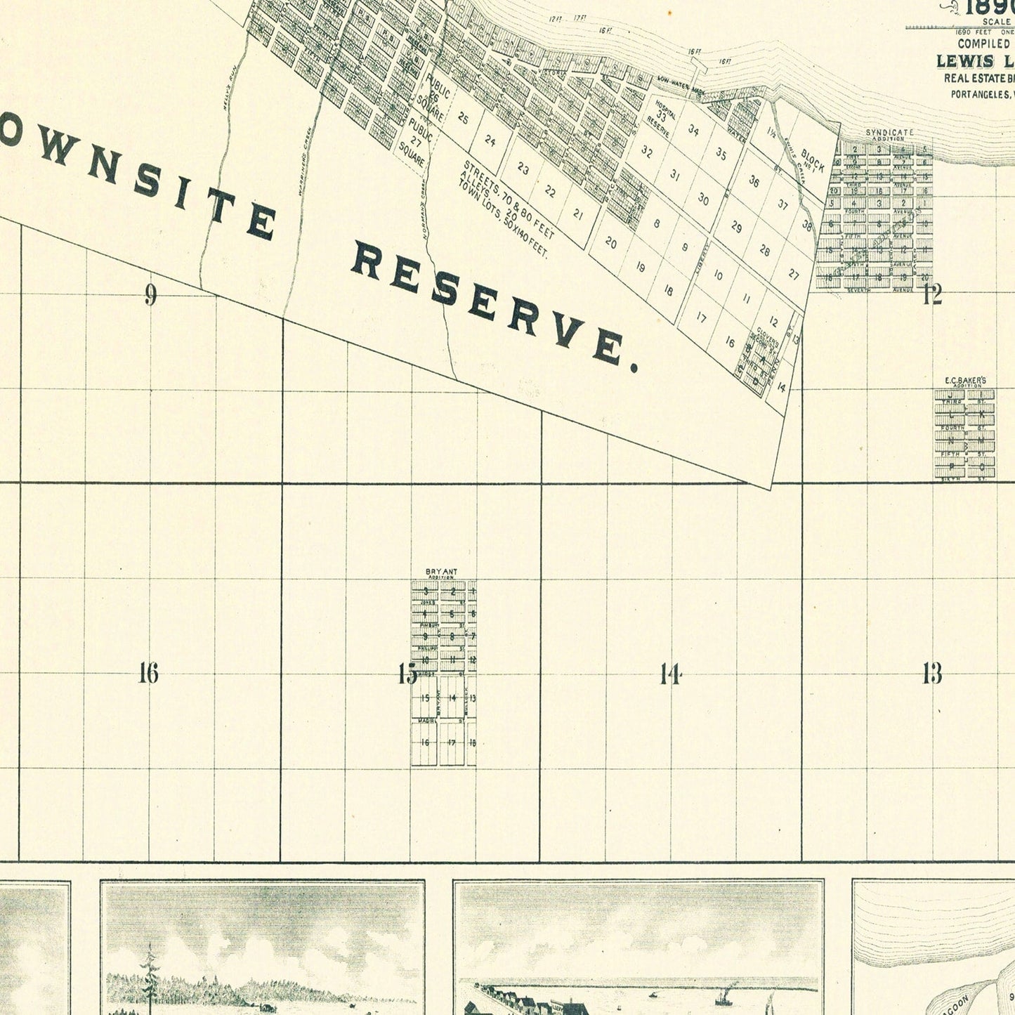 Vintage Map of Port Angeles, Washington, 1890