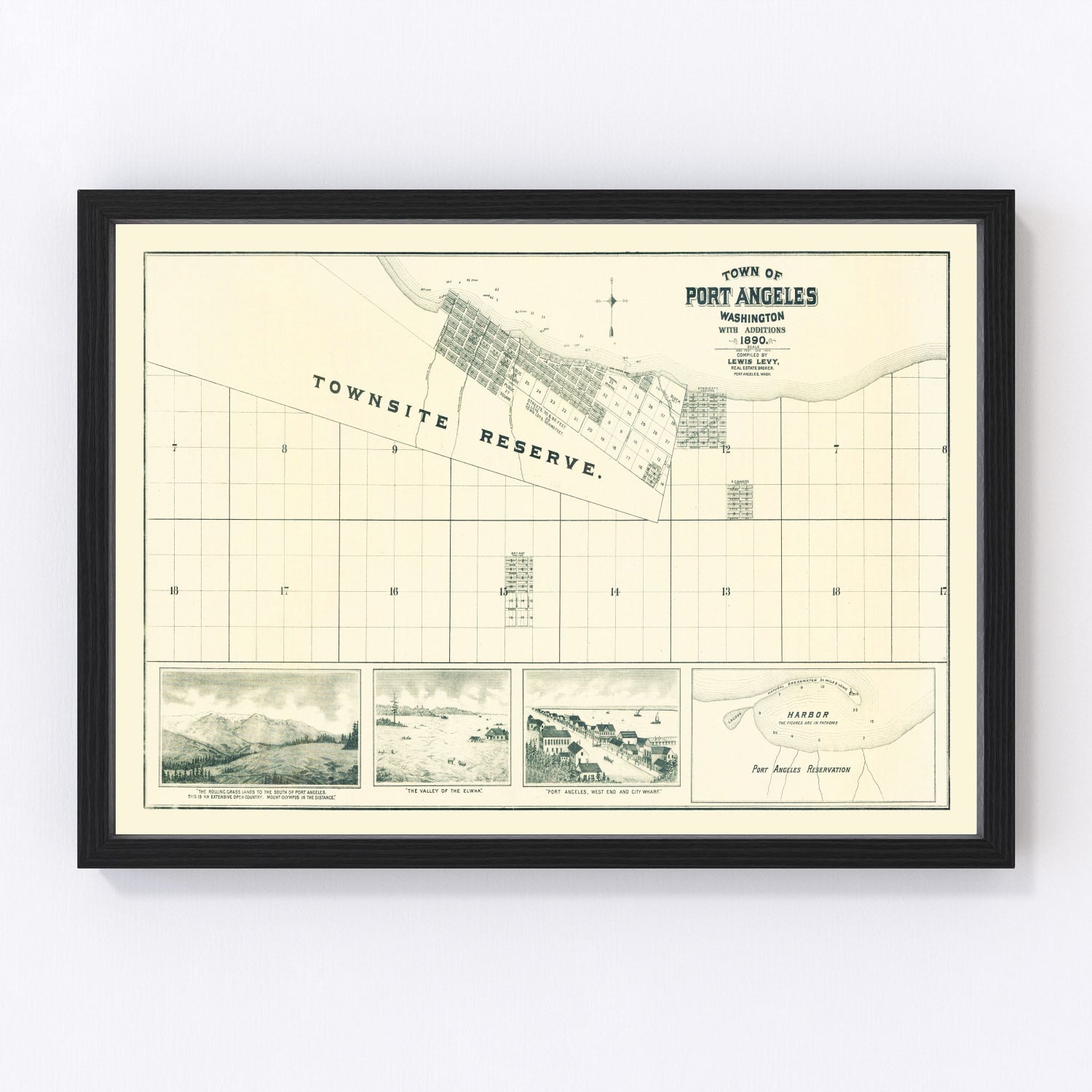 Vintage map of Port Angeles, Washington, 1890