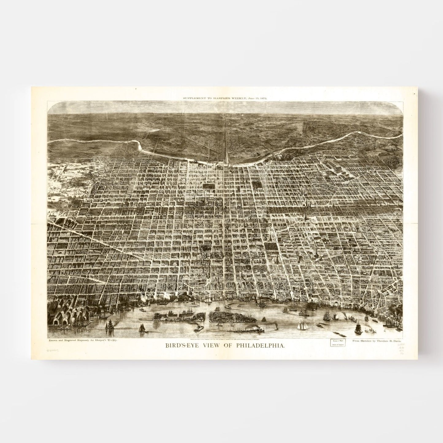 Vintage Map of Philadelphia, Pennsylvania, 1872, No. 2