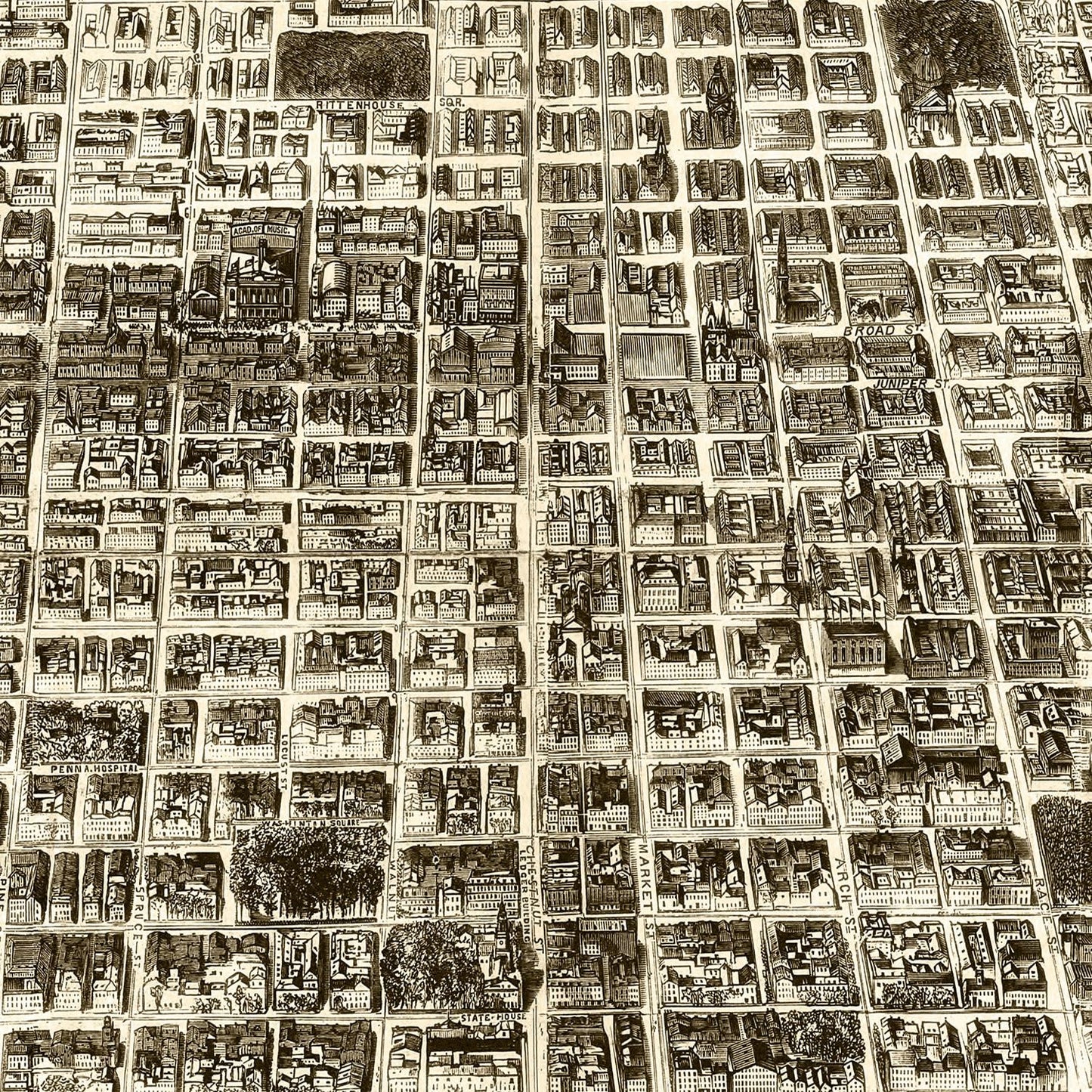 Vintage Map of Philadelphia, Pennsylvania, 1872, No. 2