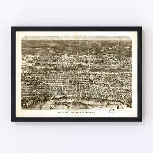 vintage map of Philadelphia, Pennsylvania, 1872