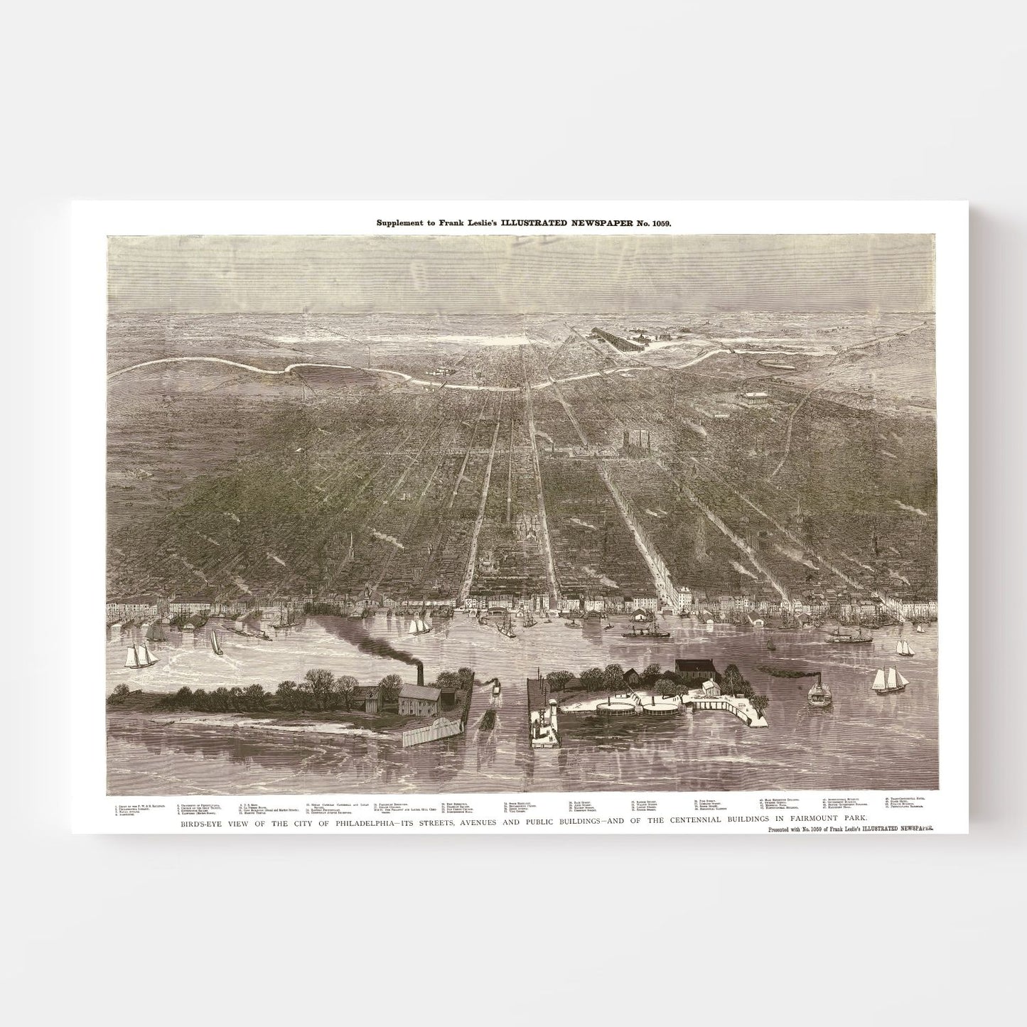 Vintage Map of Philadelphia, Pennsylvania, 1876, No. 2