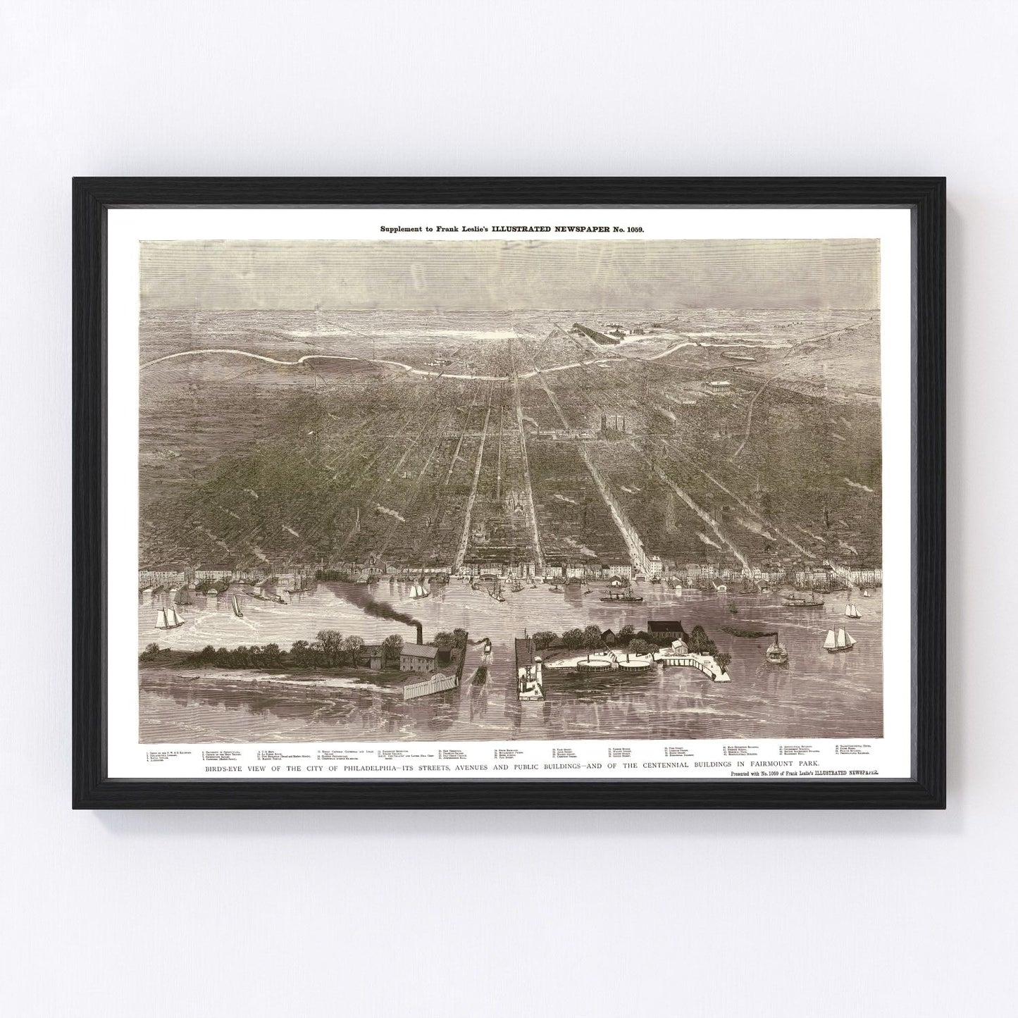 vintage map of Philadelphia, Pennsylvania, 1876