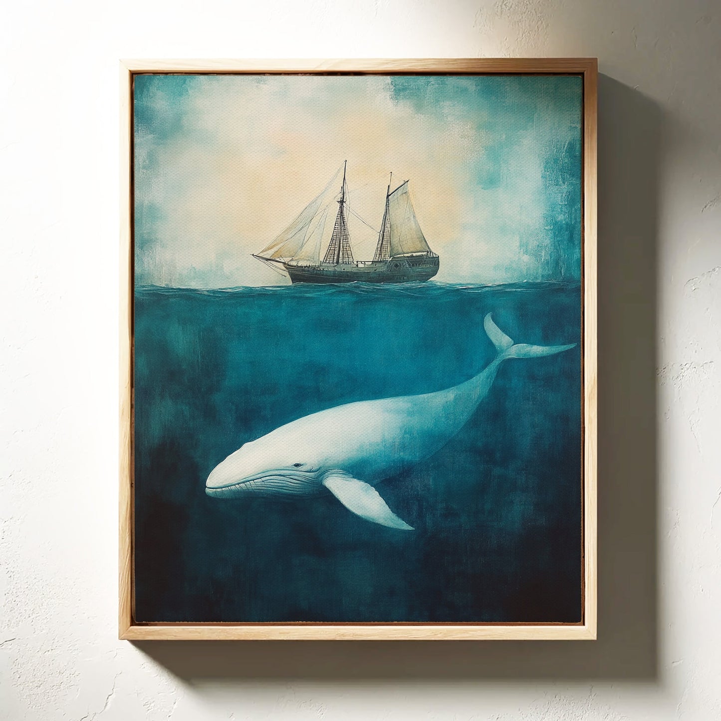 Deep Blue Silence and the Whale - Nautical Seascape Art