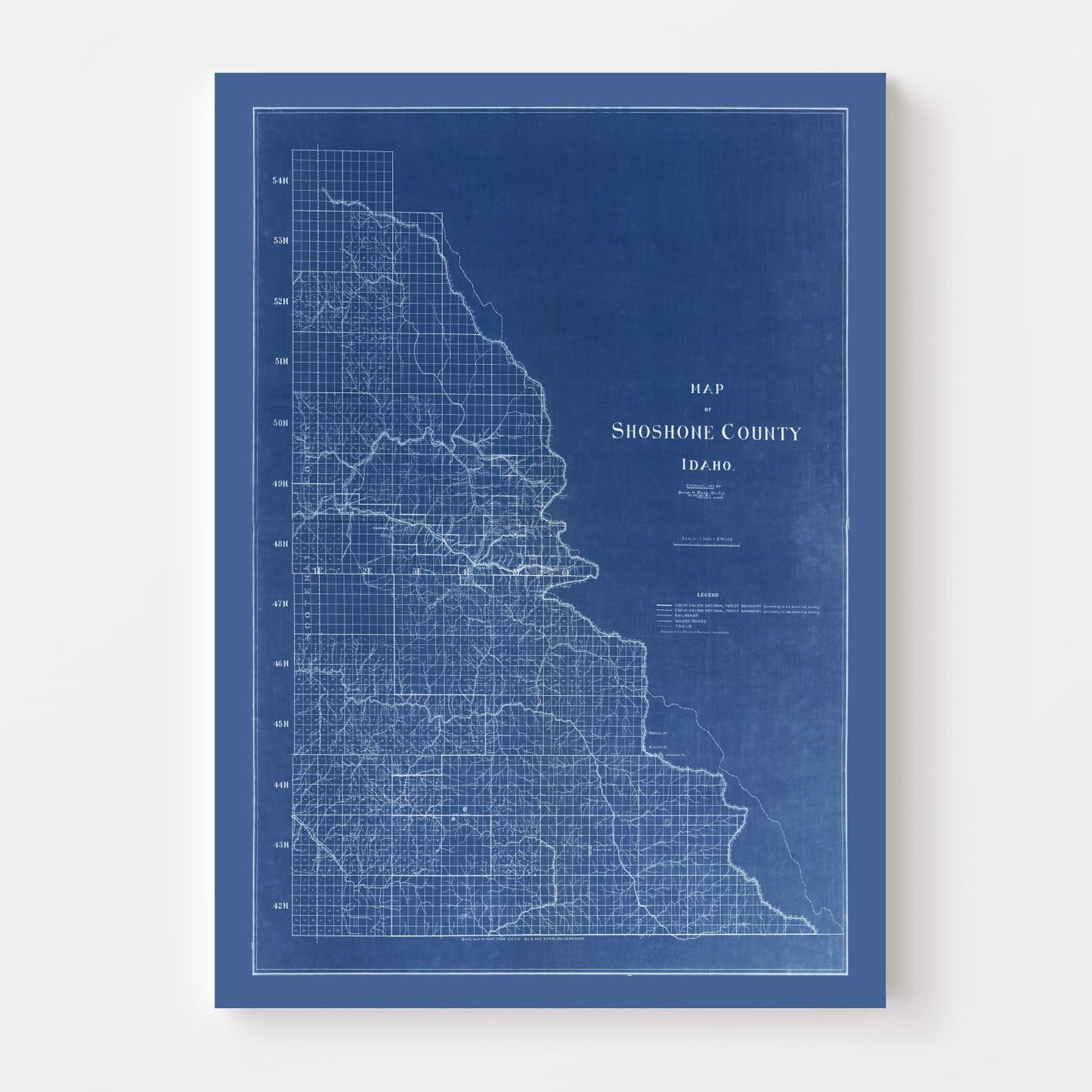 Vintage Map of Shoshone County, Idaho, 1907