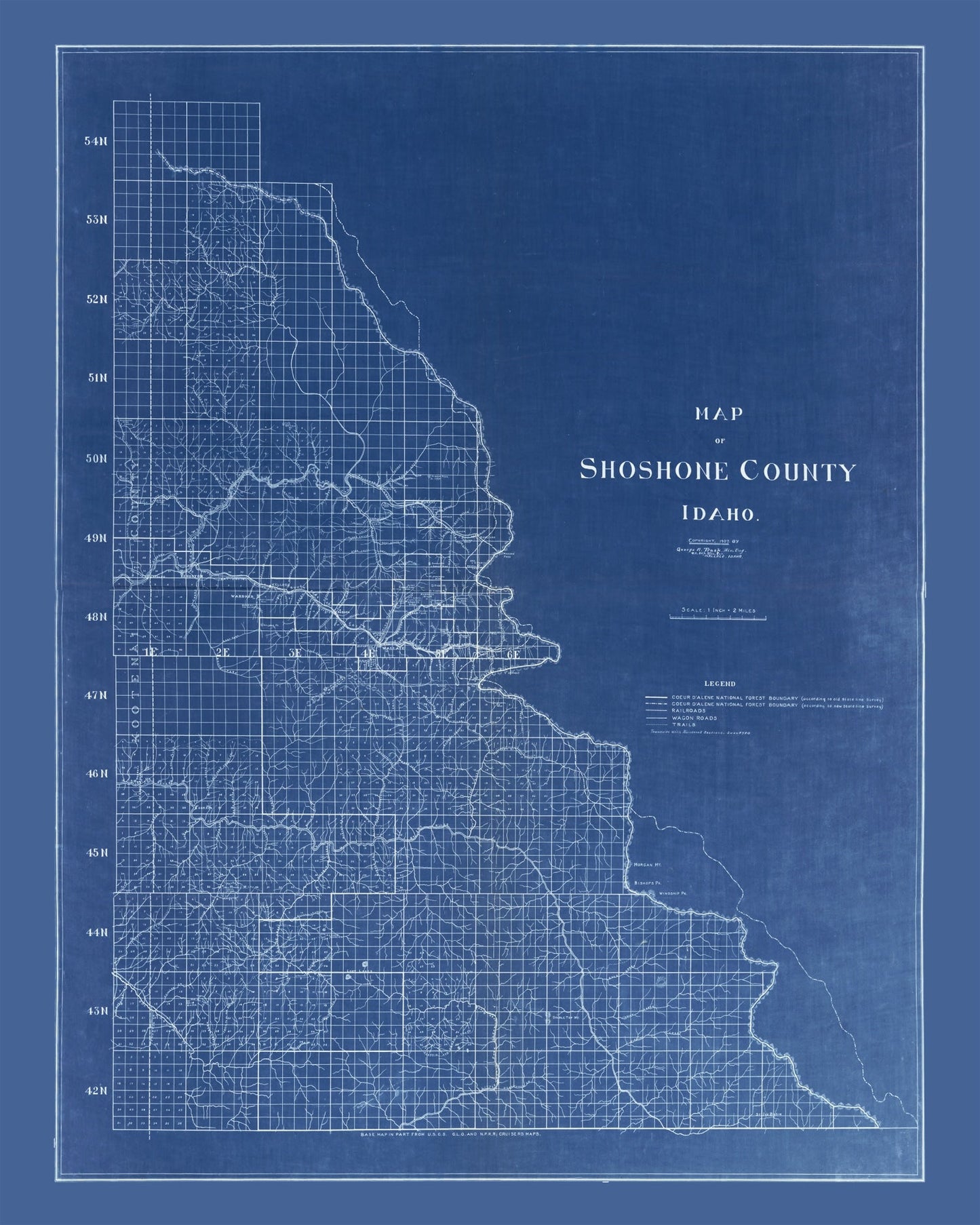 Vintage Map of Shoshone County, Idaho, 1907