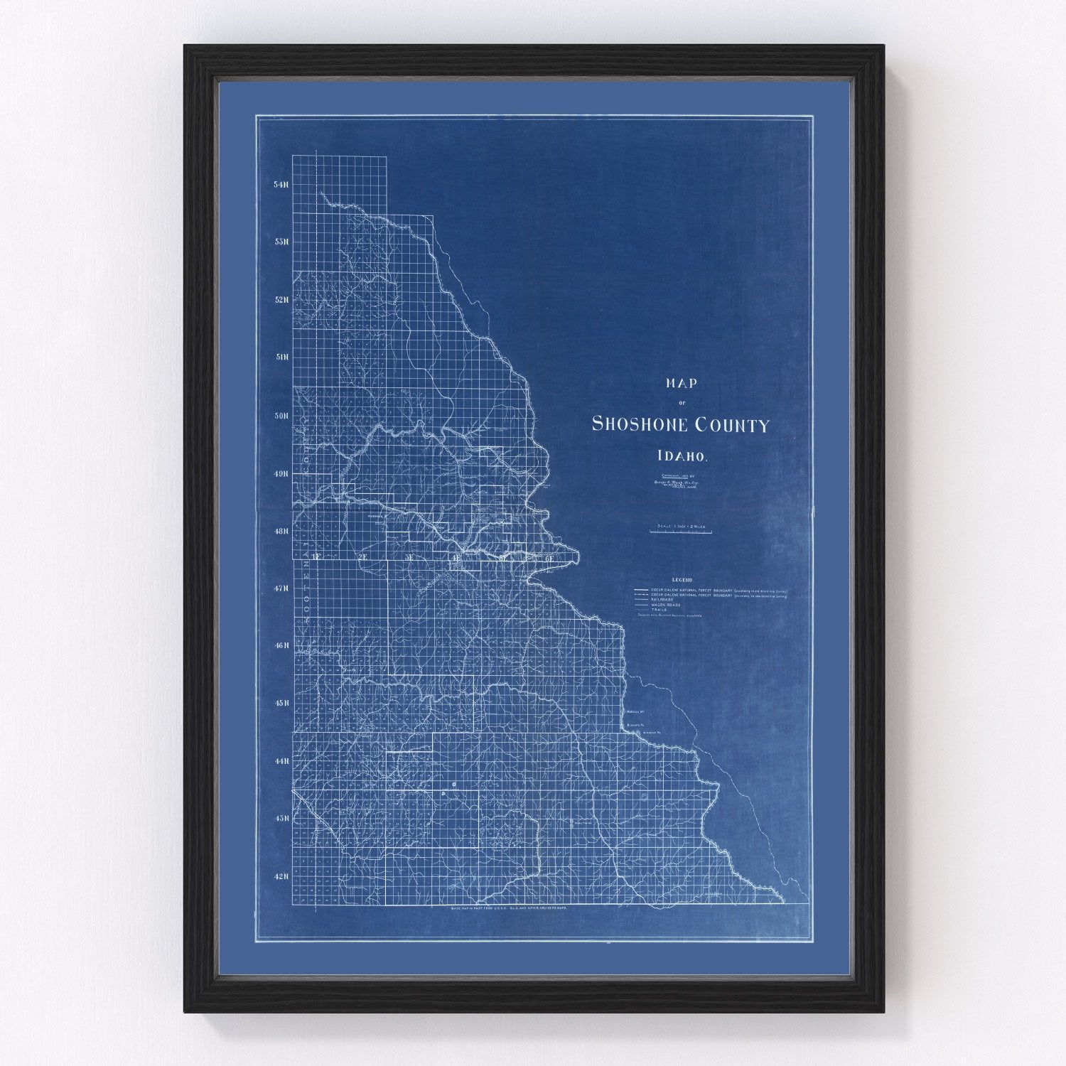 vintage map of Shoshone County, Idaho, 1907