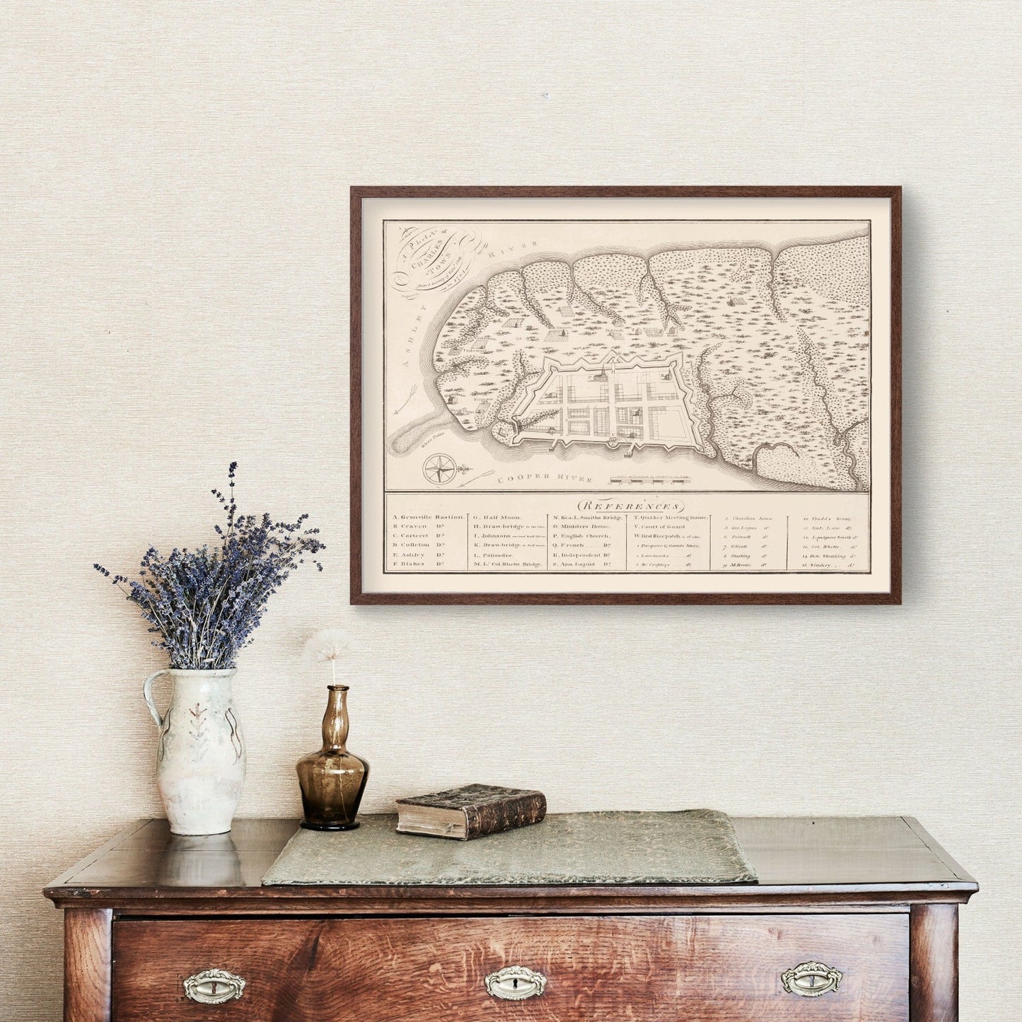 Vintage Map of Charleston, South Carolina, 1809 Wall Art