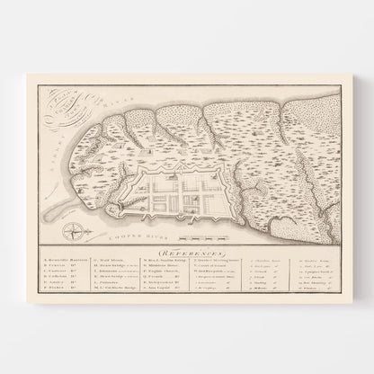 Vintage Map of Charleston, South Carolina, 1809 Wall Art