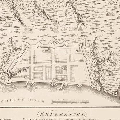 Vintage Map of Charleston, South Carolina, 1809 Wall Art