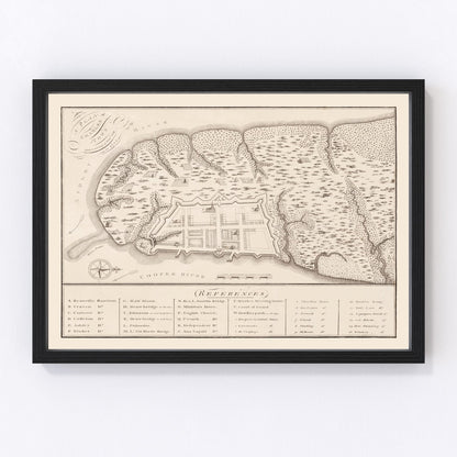 Vintage map of Charleston, South Carolina, 1809, digitally restored antique cartographic print