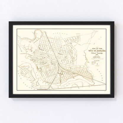 Vintage map of Chelsea, Massachusetts, 1876, digitally restored print