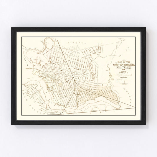 Vintage map of Chelsea, Massachusetts, 1876, digitally restored print