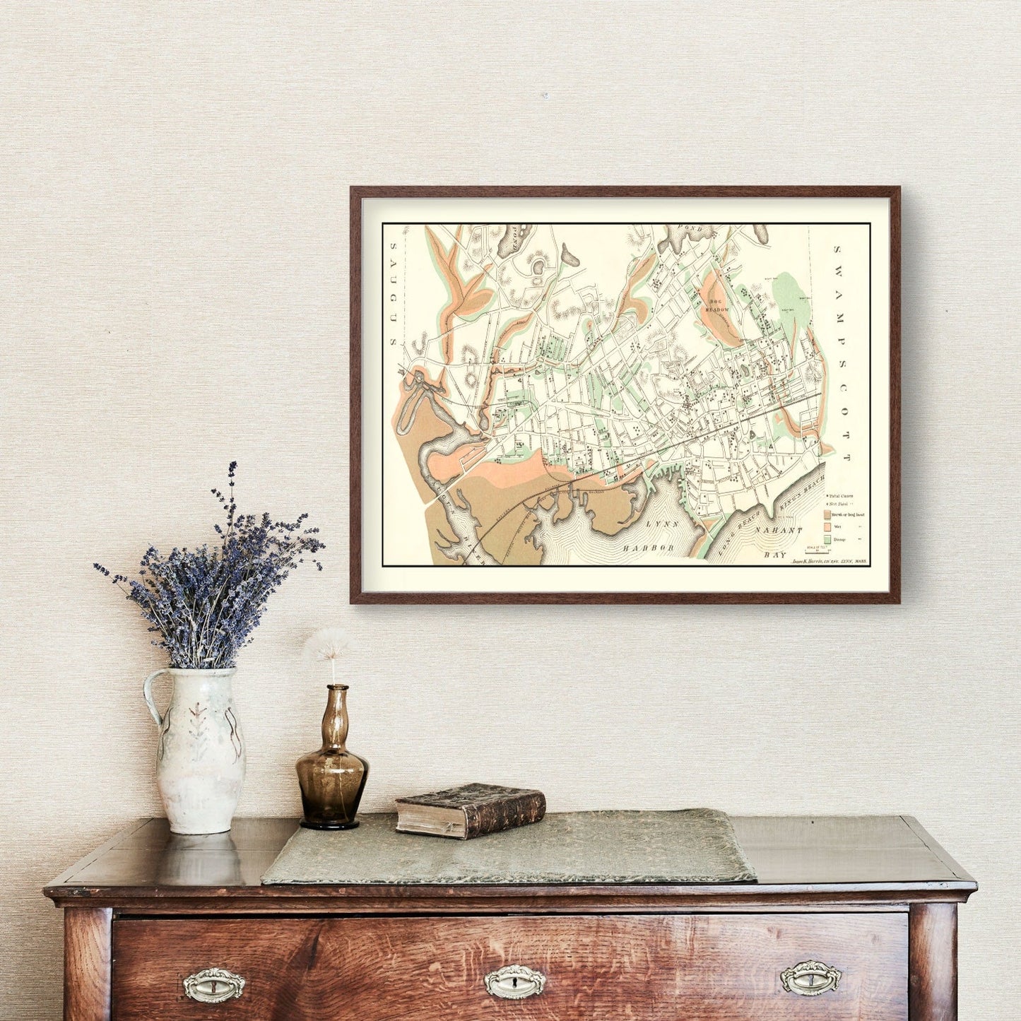 Vintage Map of Lynn, Massachusetts, 1876