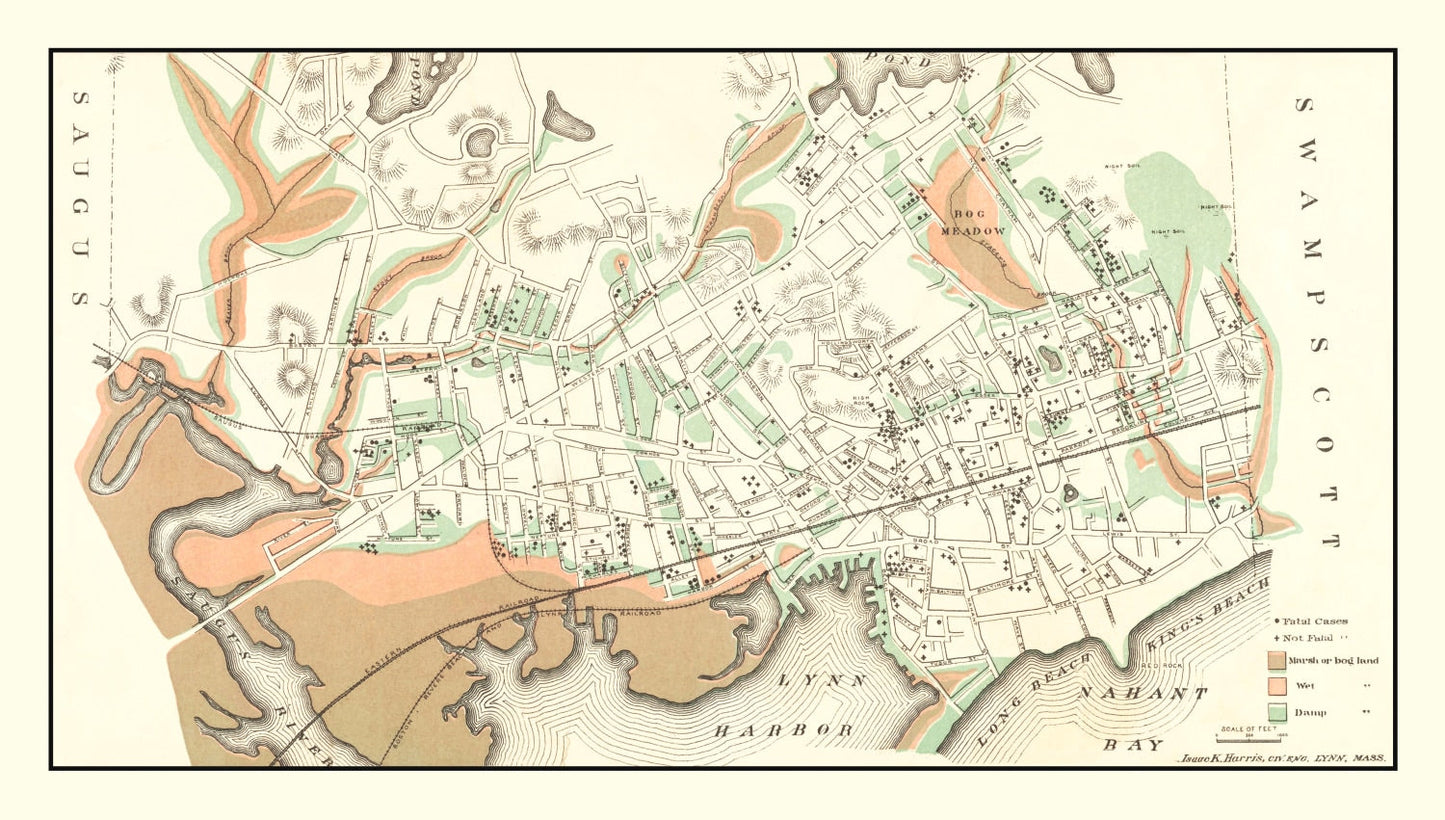 Vintage Map of Lynn, Massachusetts, 1876