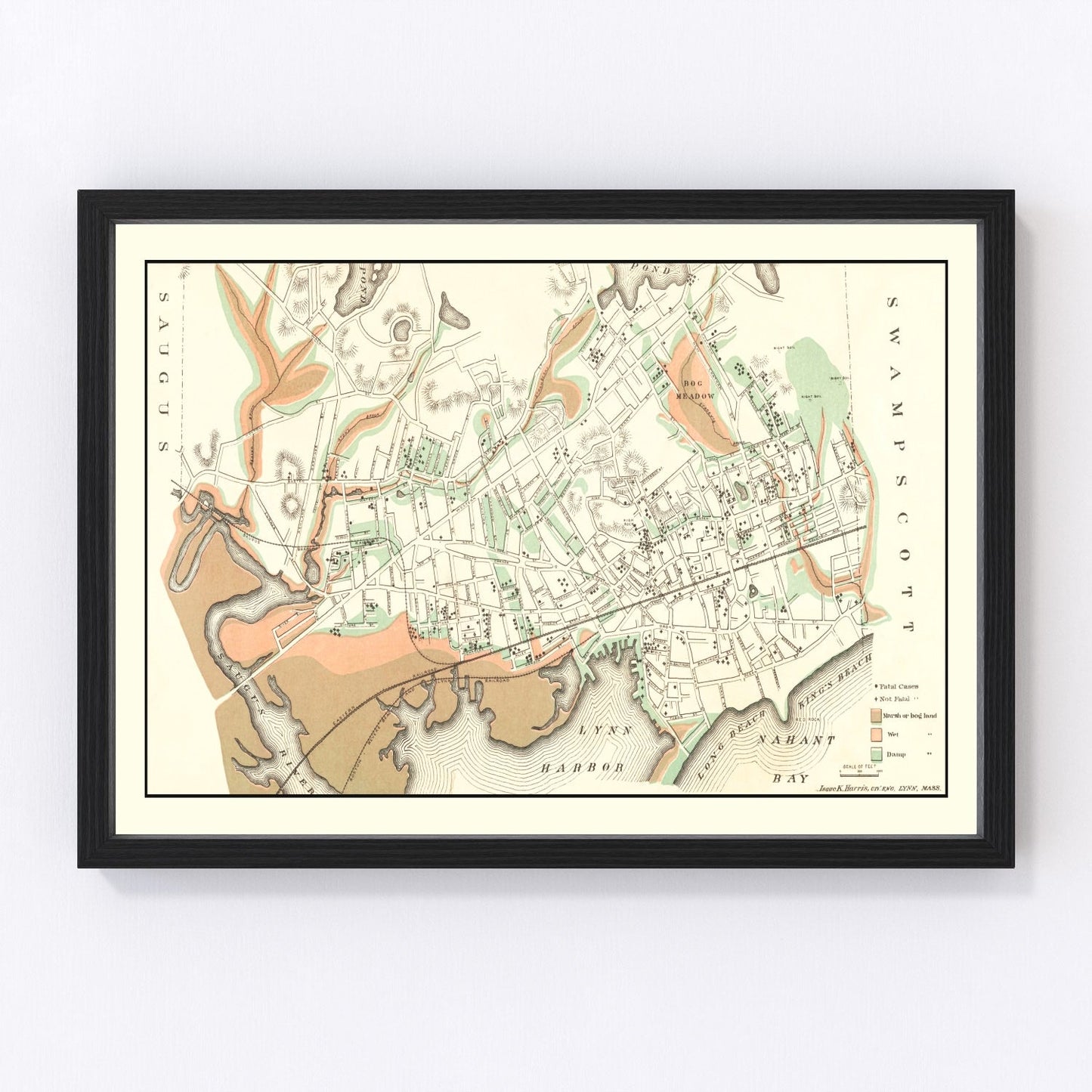 Vintage map of Lynn, Massachusetts, 1876