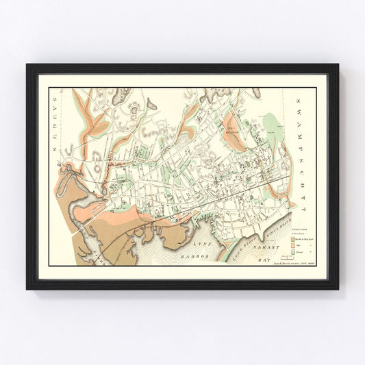 Vintage map of Lynn, Massachusetts, 1876