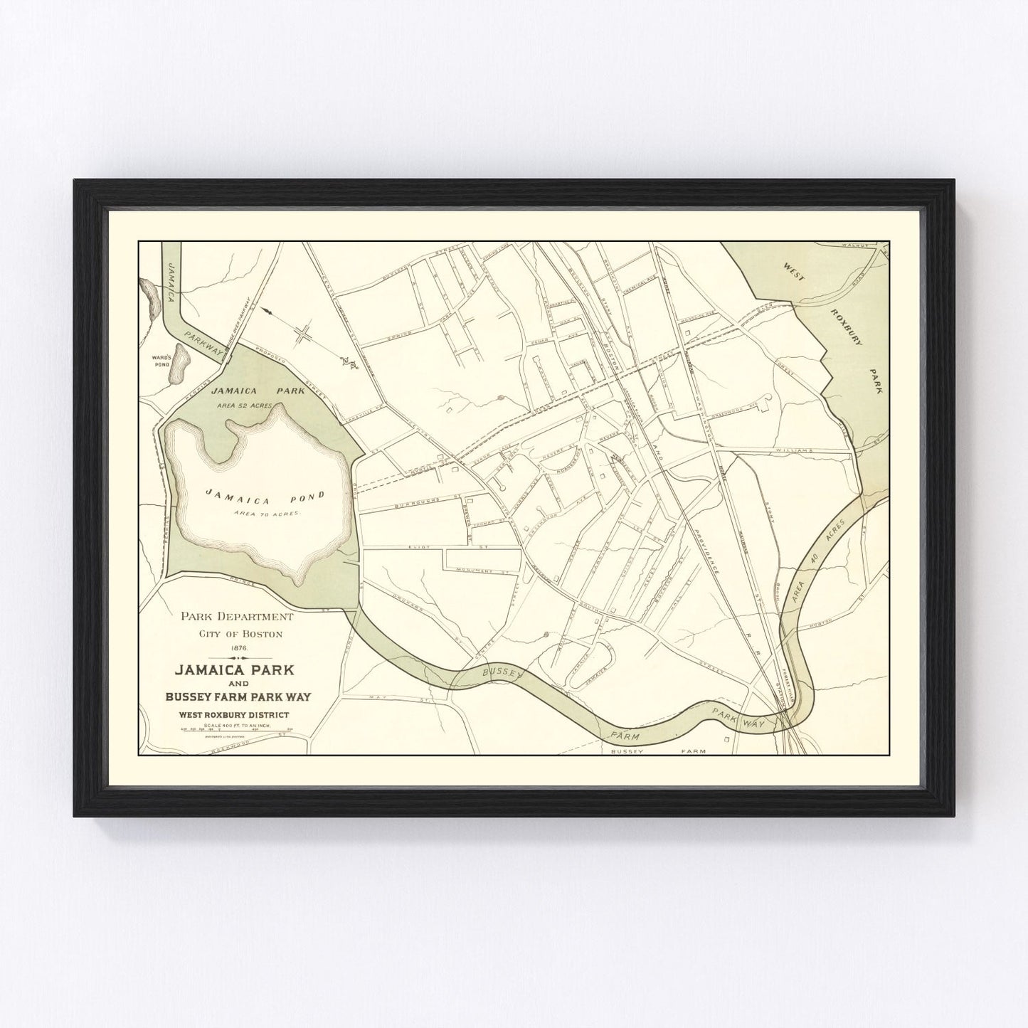 Vintage map of Jamaica Park, Suffolk County, Massachusetts, 1876