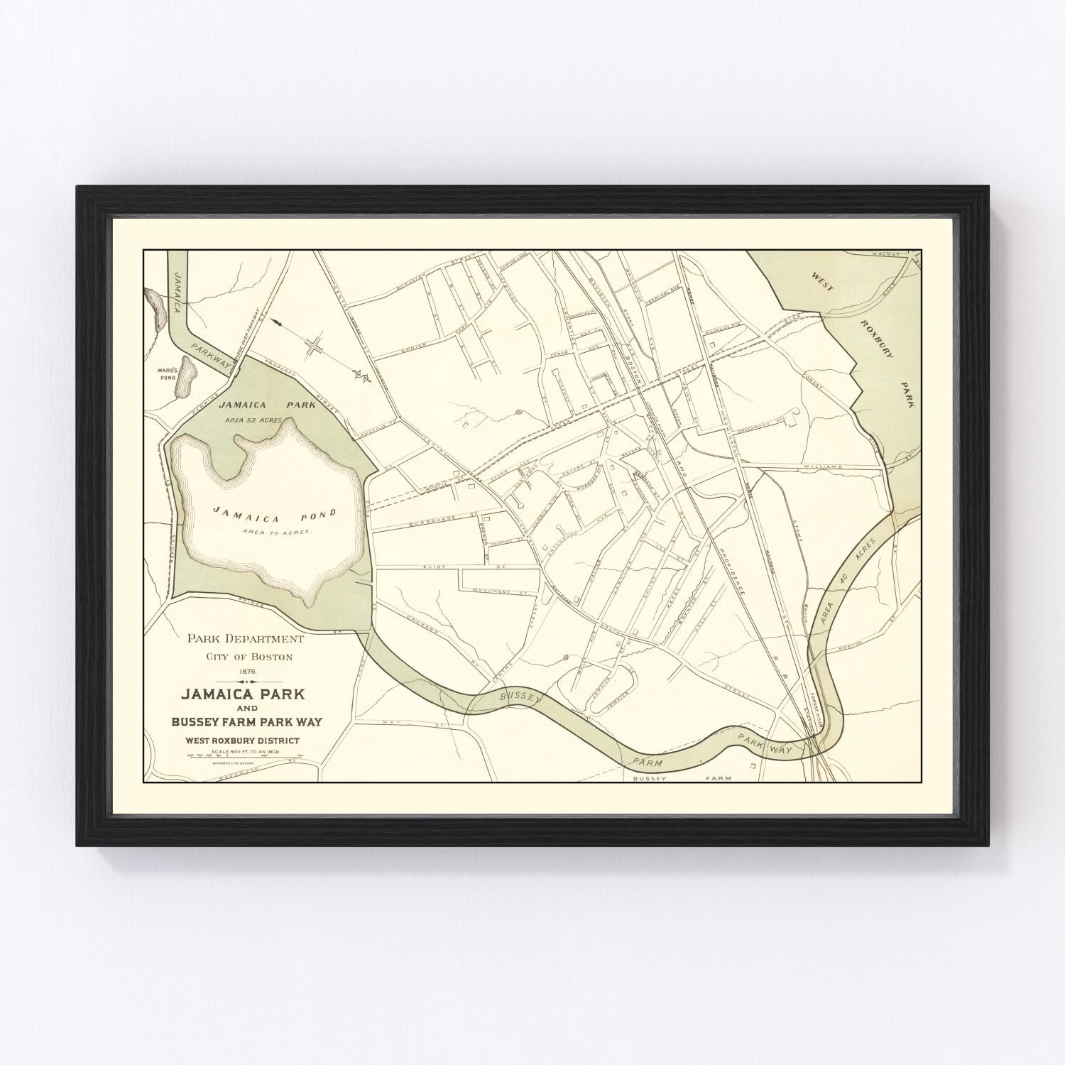 Vintage map of Jamaica Park, Suffolk County, Massachusetts, 1876