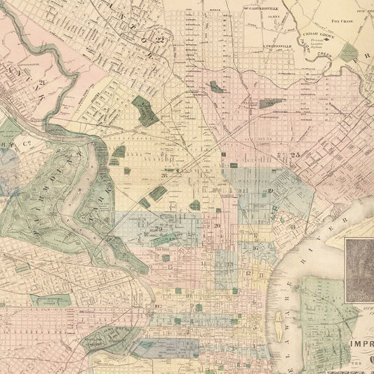 Vintage Map of Philadelphia, Pennsylvania, 1872, No. 4