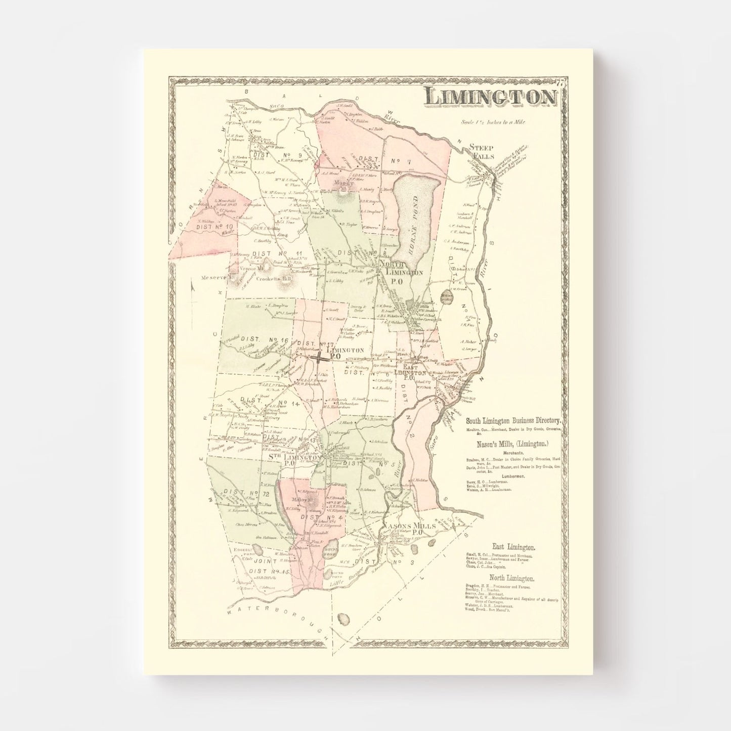 Vintage Map of Limington, Pennsylvania, 1872
