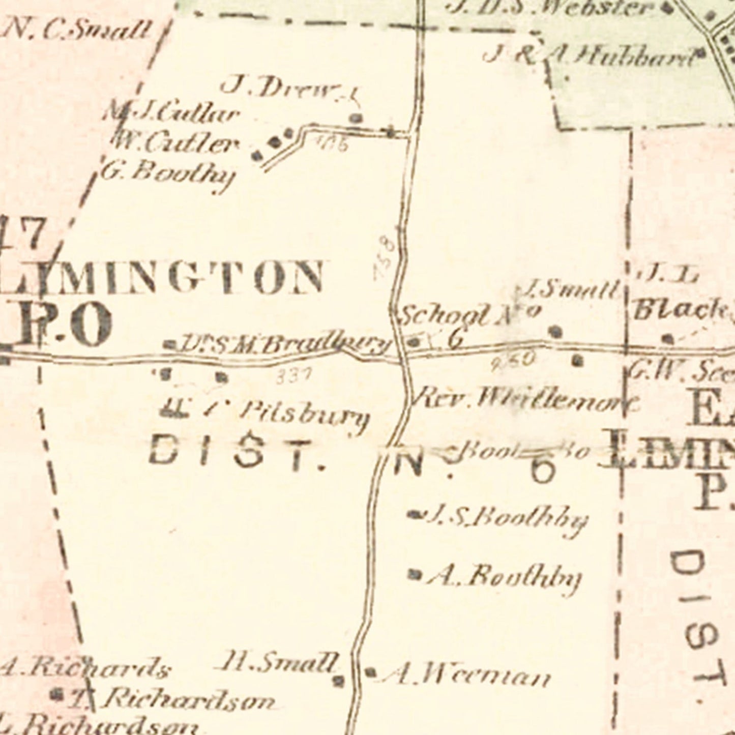 Vintage Map of Limington, Pennsylvania, 1872