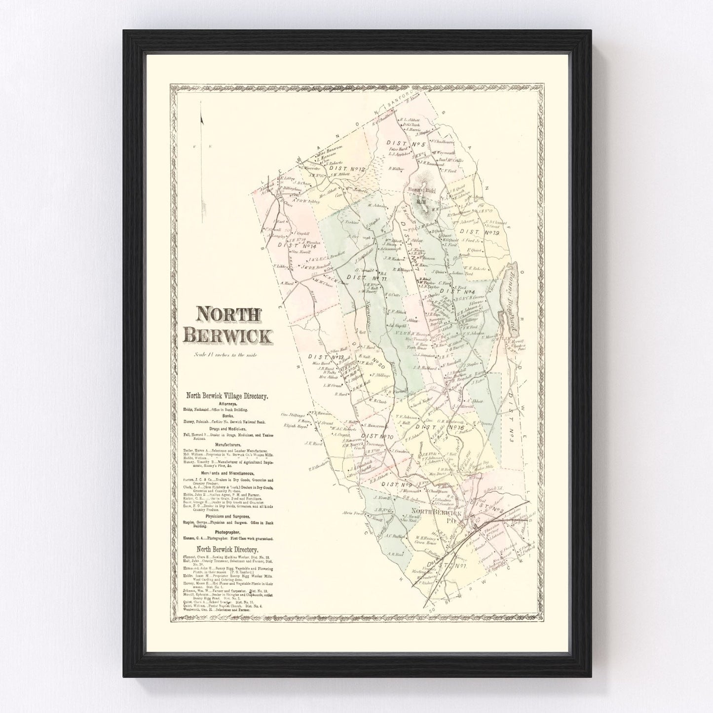 vintage map of North Berwick, Pennsylvania, 1872