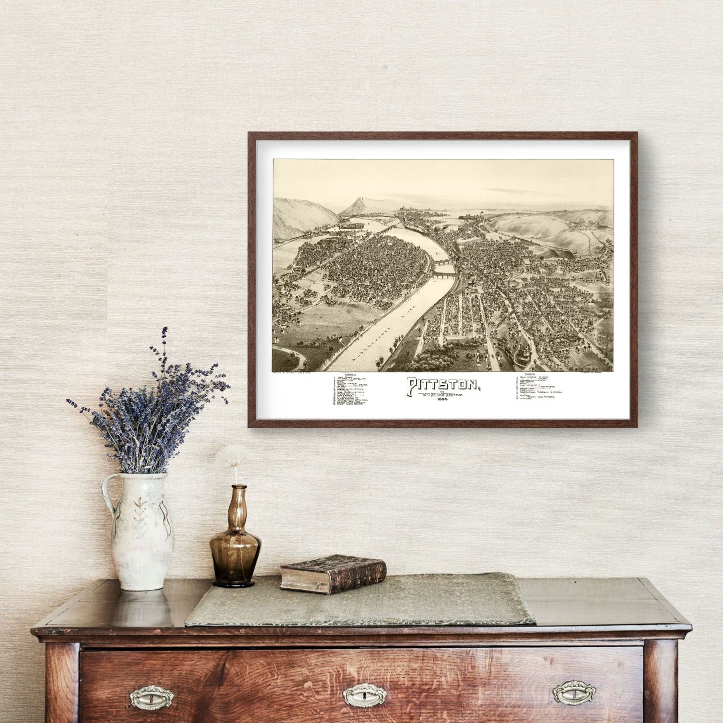 Vintage Map of Pittston & West Pittston, Pennsylvania, 1892