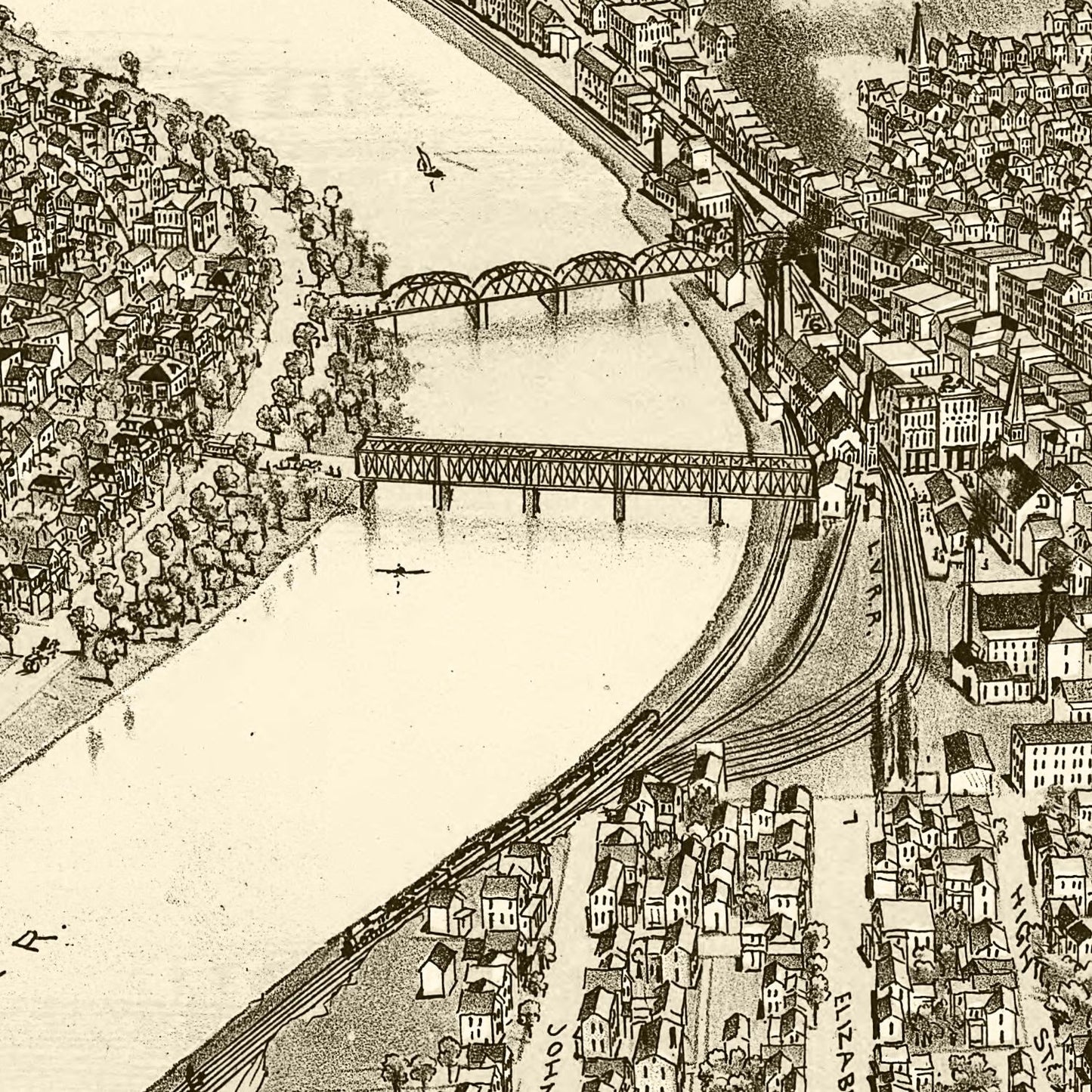 Vintage Map of Pittston & West Pittston, Pennsylvania, 1892