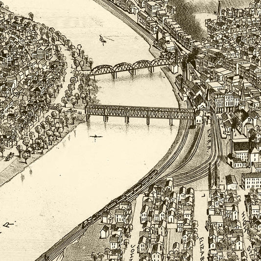 Vintage Map of Pittston & West Pittston, Pennsylvania, 1892