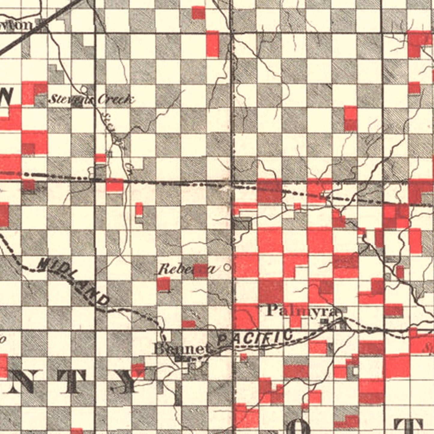 Vintage Railroad Map of Lincoln, Nebraska, 1871
