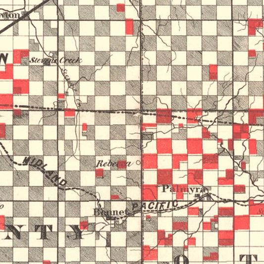 Vintage Railroad Map of Lincoln, Nebraska, 1871