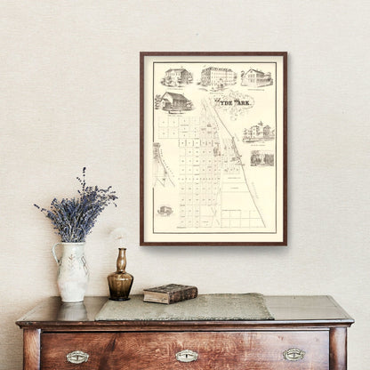 Vintage Hyde Park, Chicago Map, 1870