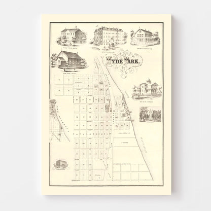 Vintage Hyde Park, Chicago Map, 1870
