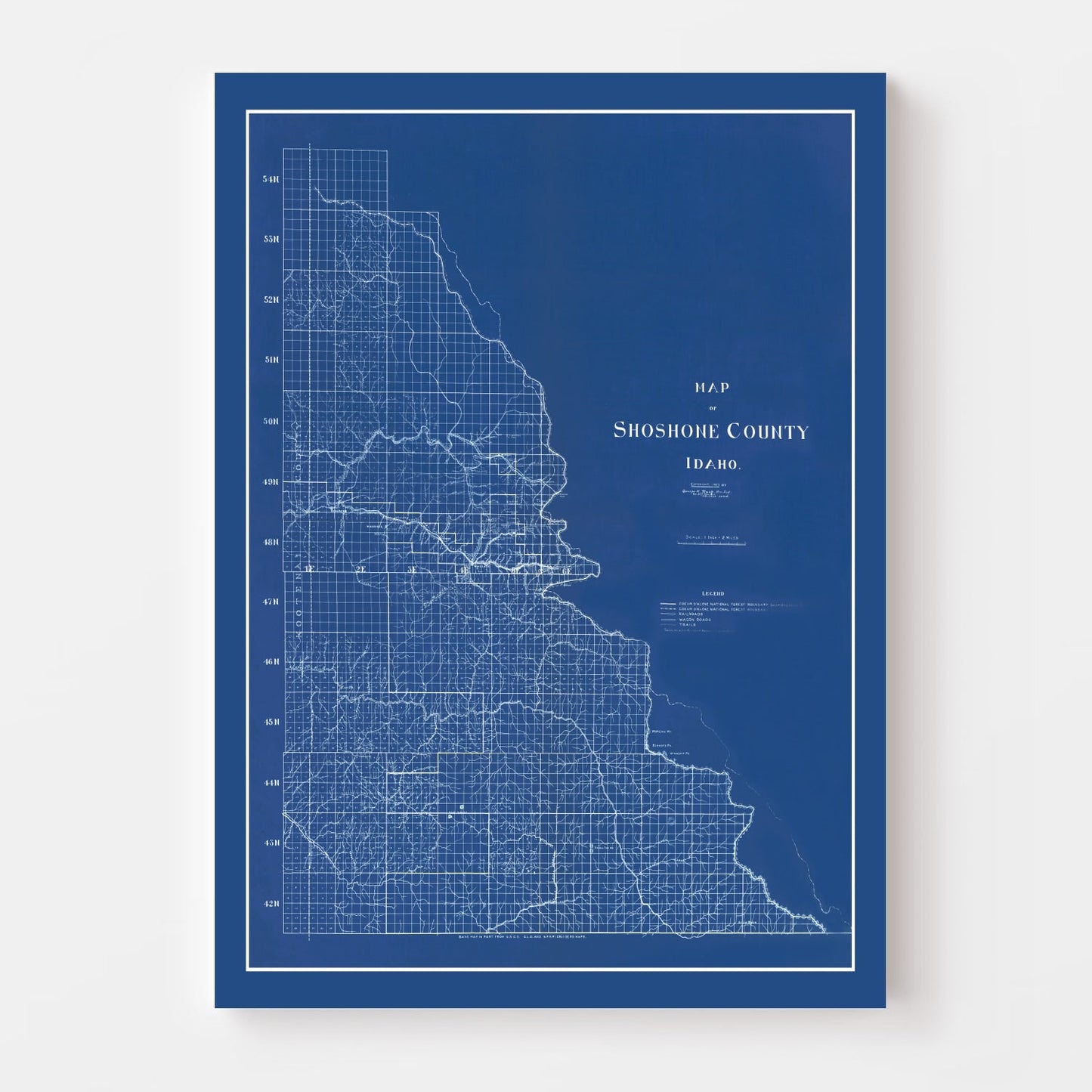 Vintage Map of Shoshone County, Idaho, 1907