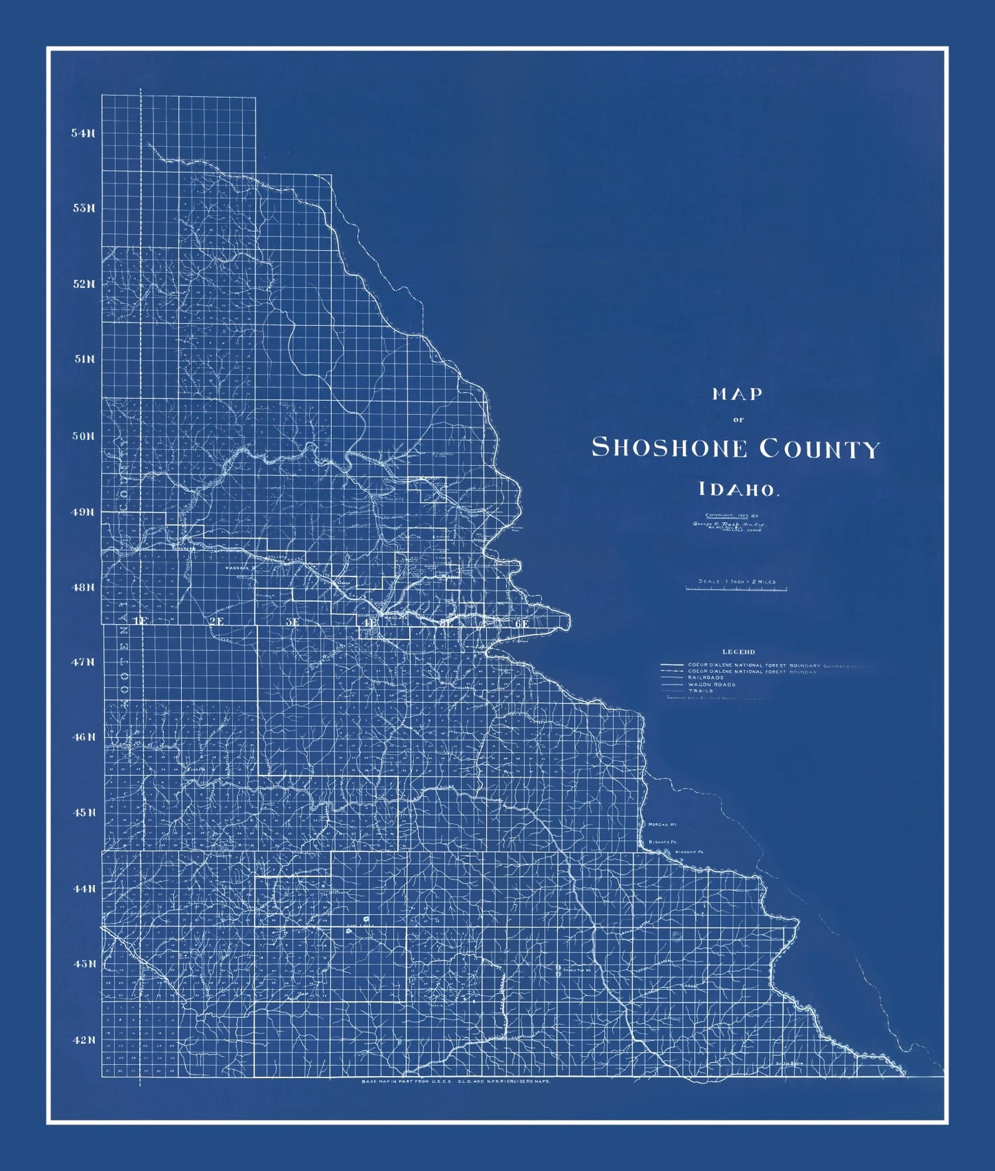 Vintage Map of Shoshone County, Idaho, 1907