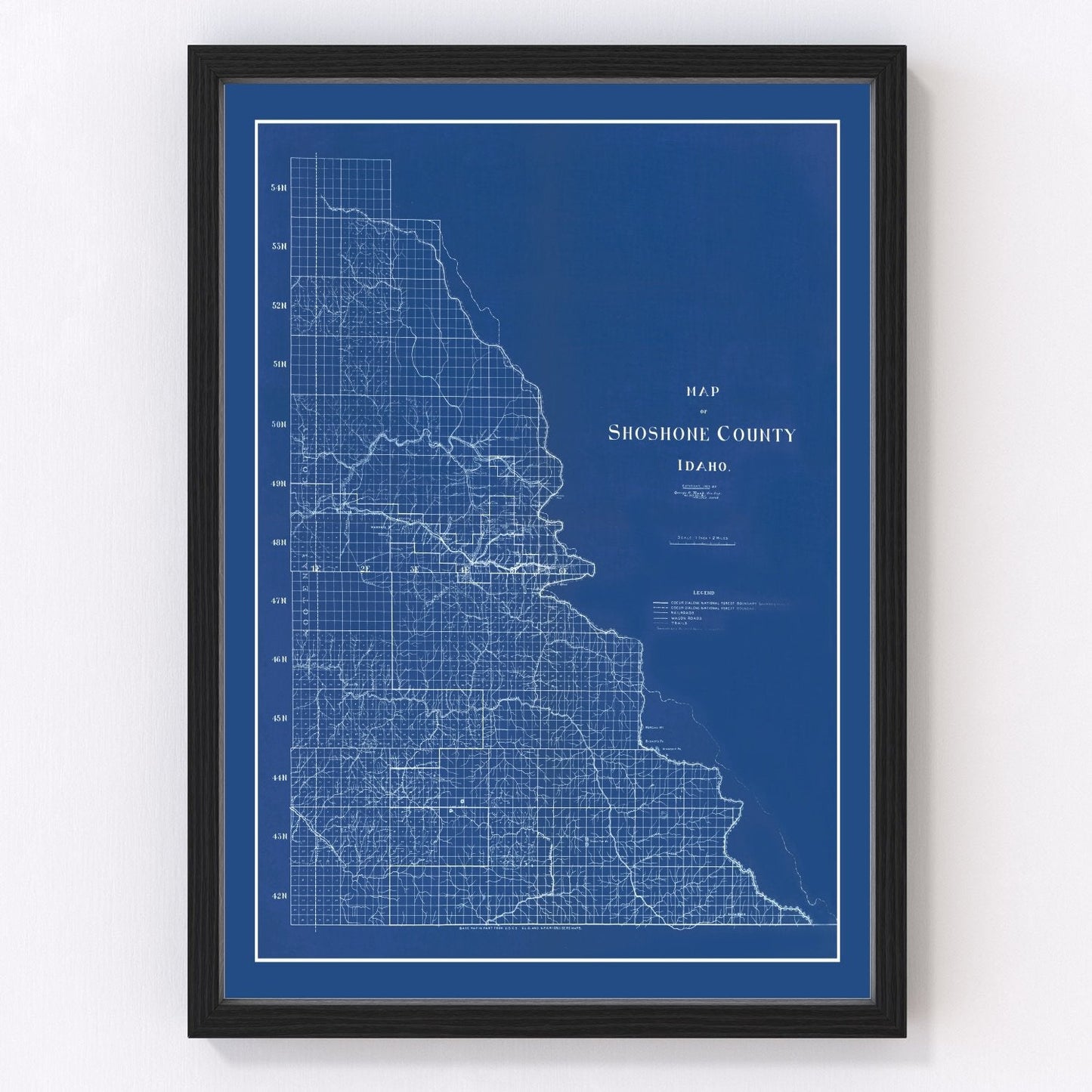 vintage map of Shoshone County, Idaho, 1907