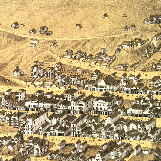 Vintage Map of Virginia City, Nevada, 1875
