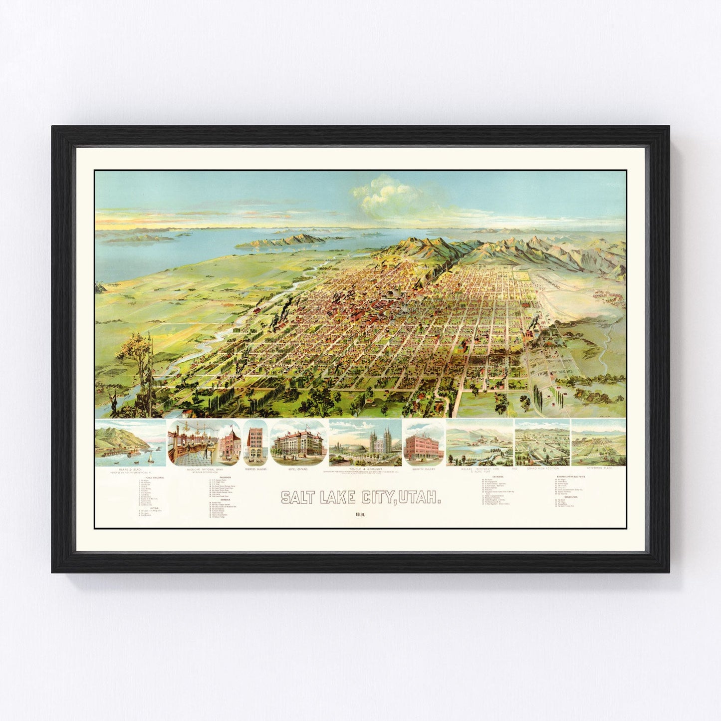 vintage map of Salt Lake City, Utah, 1891